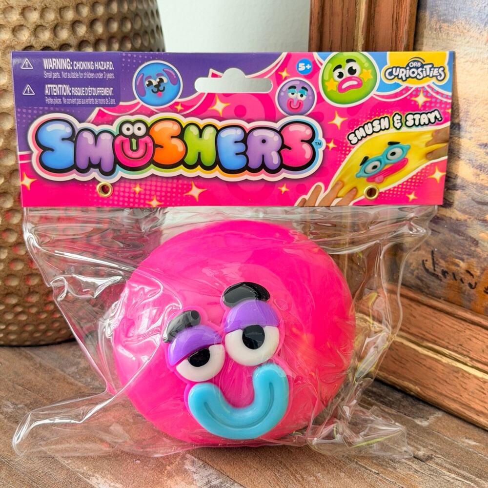 Authentic! SUMSHERS ORB - Smug Hot Pink Face Squishy Toy- Sealed -Viral!